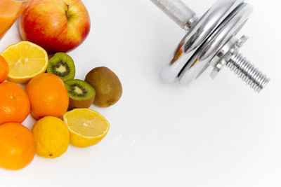 High angle view of fruits on table