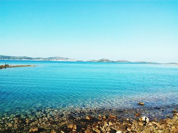 Scenic view of sea against clear sky
