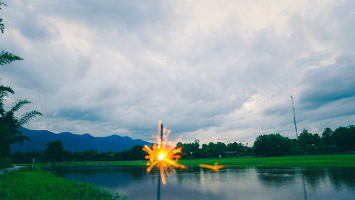 Scenic view of lake against sky