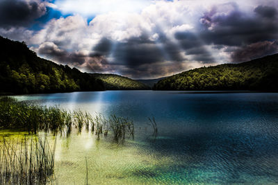 Scenic view of lake against sky