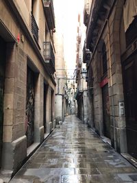 Narrow street amidst buildings in city