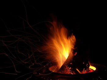 Close-up of fire at night