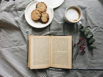 High angle view of coffee on table