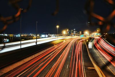 Light trails in city at night