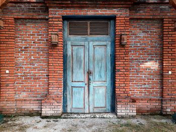 Closed door of building