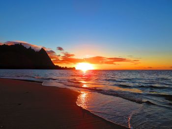 Scenic view of sea against sky during sunset