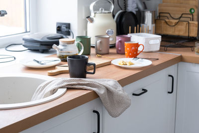 High angle view of coffee on table