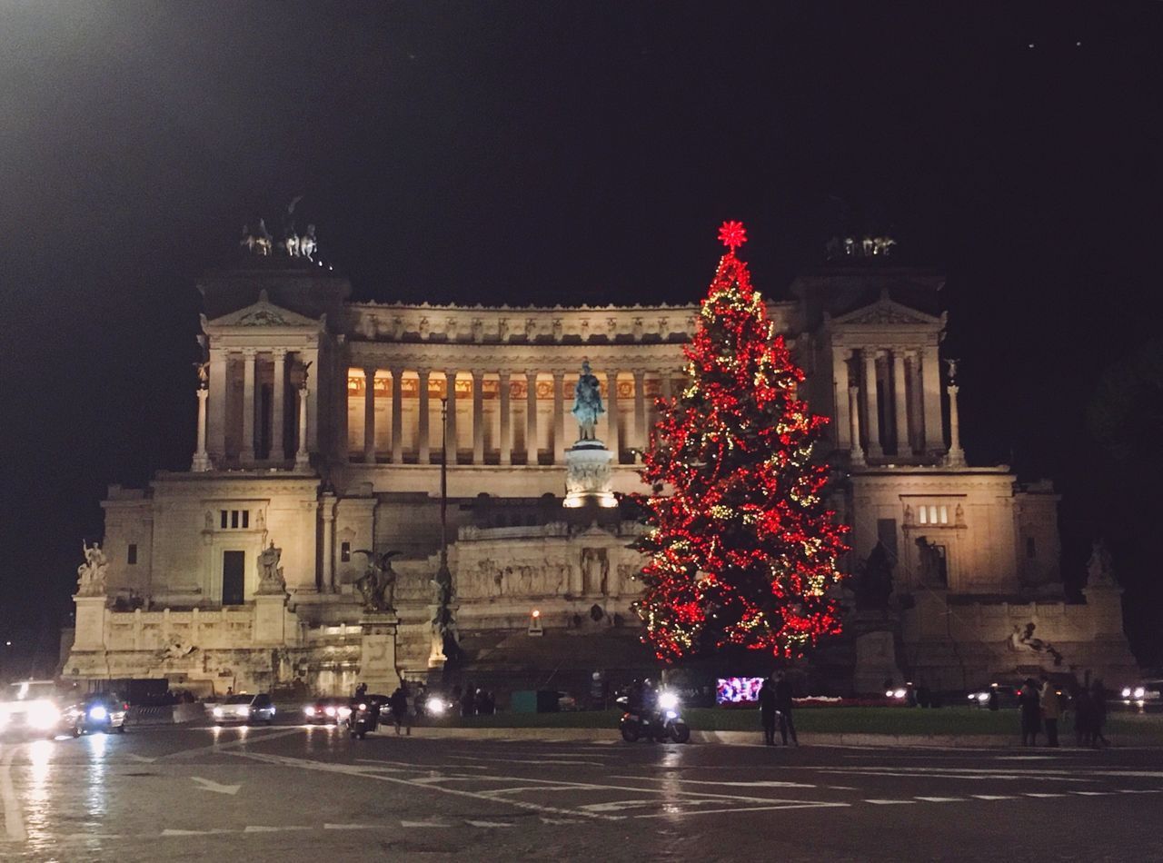 CITY LIT UP AT NIGHT DURING CHRISTMAS