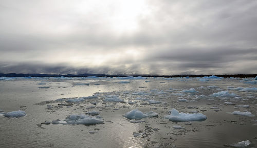 Scenic view of sea against sky during winter