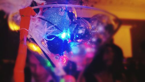 Close-up of illuminated lighting equipment