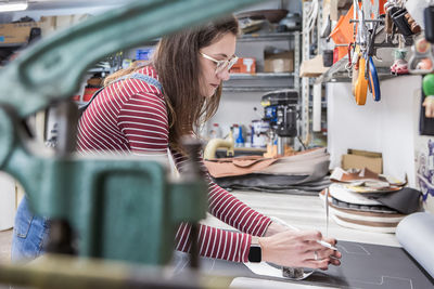 Woman working on table