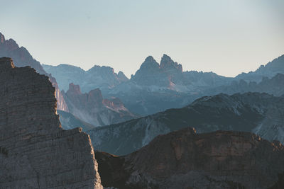 Scenic view of mountains against clear sky