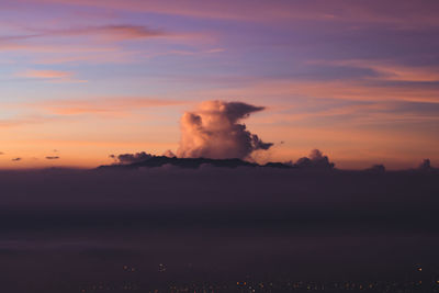 Scenic view of landscape against sky during sunset