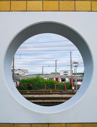 View of city through window