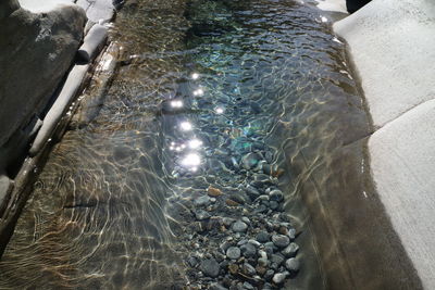 High angle view of water in sea