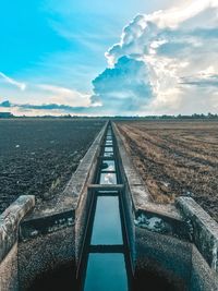 Gutter amidst landscape