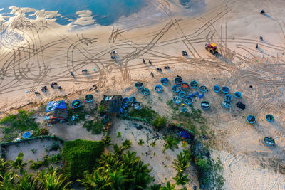 High angle view of people on beach