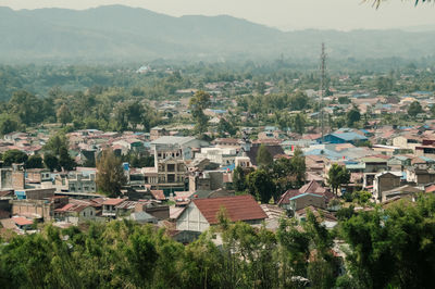 High angle view of townscape against sky
