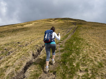 Trekking scene on lake como alps