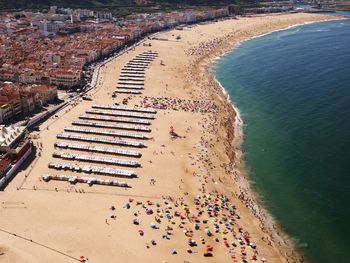 High angle view of people on beach