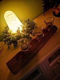 High angle view of potted plant on table