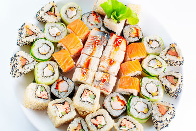 High angle view of sushi