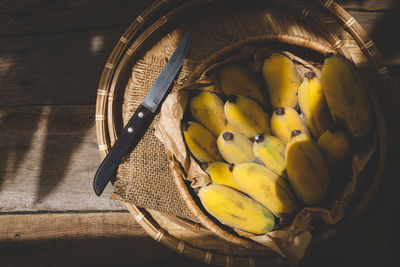 High angle view of fruits in basket