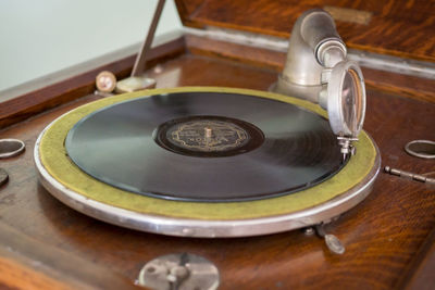 Close-up of turntable