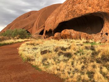 Scenic view of rock formations against sky