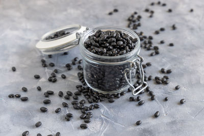 High angle view of coffee beans on table