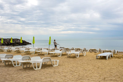 Scenic view of beach against sky