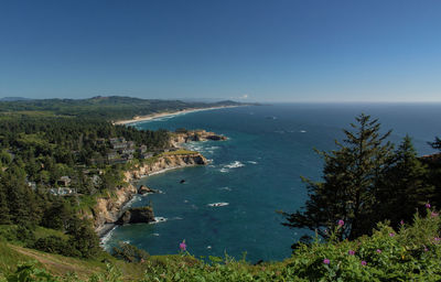 High angle view of sea against sky