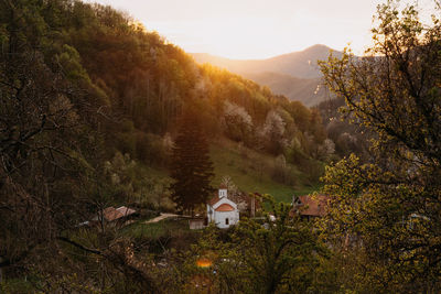 High angle view of a village in a walley 