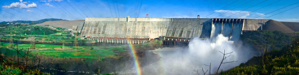 Panoramic shot of dam against sky