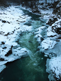 Close-up of frozen river