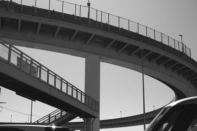 Low angle view of bridge against clear sky