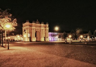 Illuminated building at night