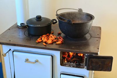 Food on barbecue grill at home