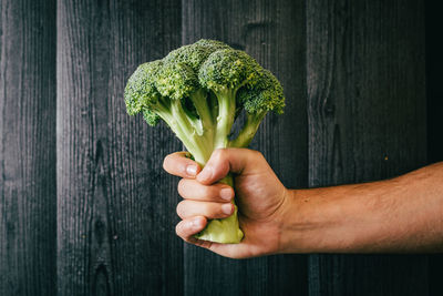 Cropped image of man holding vegetables