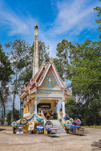 Low angle view of temple against sky