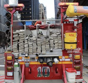 Close-up of truck in city