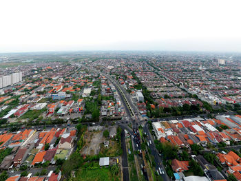 High angle view of townscape against sky