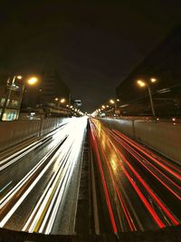 Light trails on highway at night