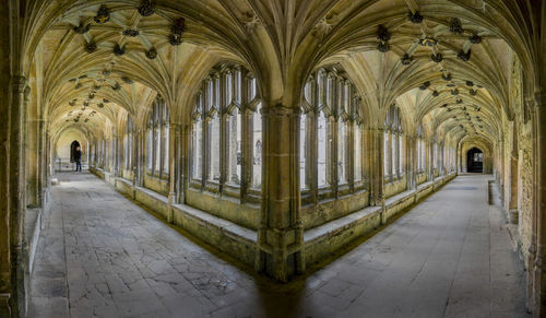 Interior panoramic view of the cloisters at lacock abbey, wiltshire, uk