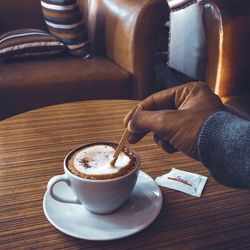 Coffee cup on table