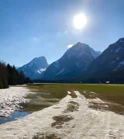 Scenic view of mountains against sky