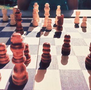 Row of objects on table
