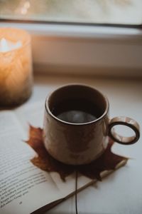 Close-up of coffee on table