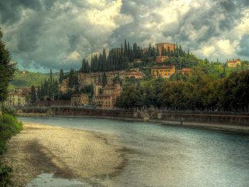 View of castle against cloudy sky