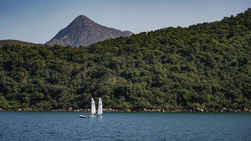 Scenic view of mountain against clear sky